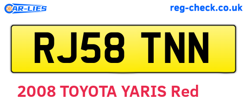 RJ58TNN are the vehicle registration plates.