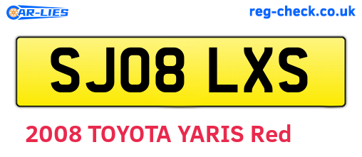 SJ08LXS are the vehicle registration plates.