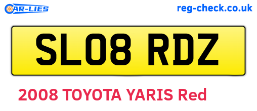 SL08RDZ are the vehicle registration plates.