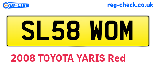SL58WOM are the vehicle registration plates.