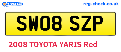 SW08SZP are the vehicle registration plates.