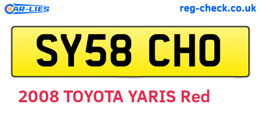 SY58CHO are the vehicle registration plates.