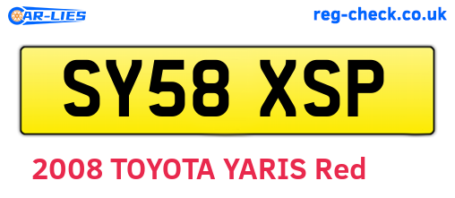 SY58XSP are the vehicle registration plates.