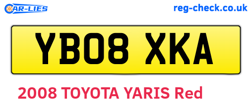 YB08XKA are the vehicle registration plates.