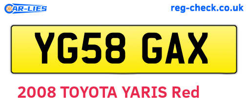 YG58GAX are the vehicle registration plates.