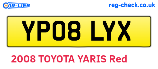 YP08LYX are the vehicle registration plates.