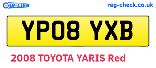 YP08YXB are the vehicle registration plates.