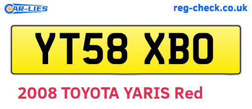 YT58XBO are the vehicle registration plates.