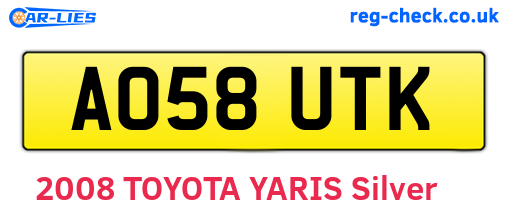AO58UTK are the vehicle registration plates.