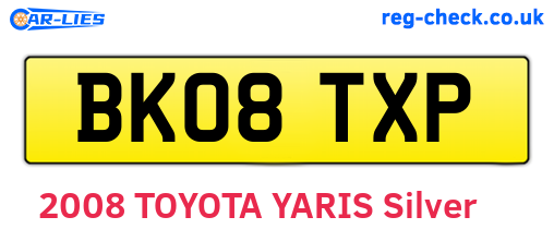 BK08TXP are the vehicle registration plates.