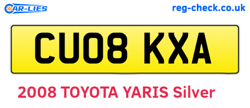 CU08KXA are the vehicle registration plates.