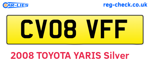 CV08VFF are the vehicle registration plates.