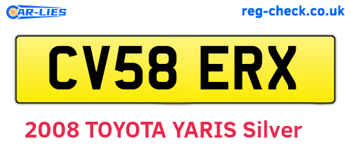 CV58ERX are the vehicle registration plates.