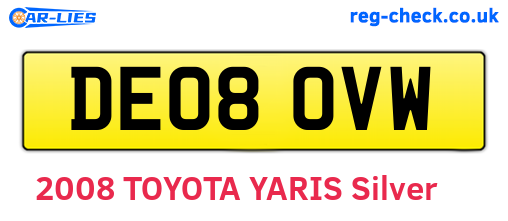 DE08OVW are the vehicle registration plates.