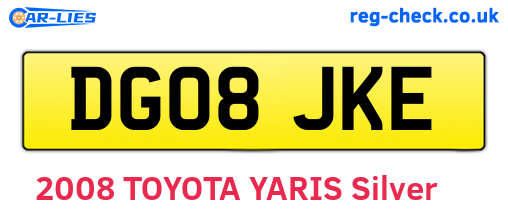 DG08JKE are the vehicle registration plates.