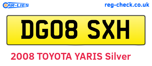 DG08SXH are the vehicle registration plates.