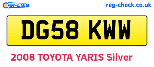 DG58KWW are the vehicle registration plates.
