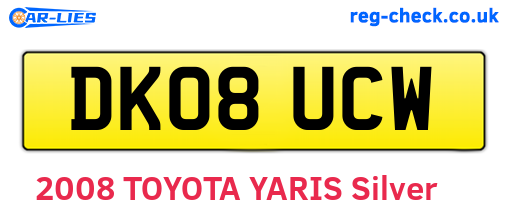 DK08UCW are the vehicle registration plates.
