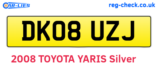 DK08UZJ are the vehicle registration plates.