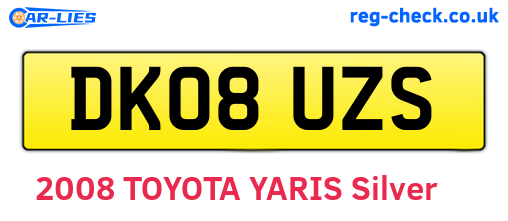 DK08UZS are the vehicle registration plates.