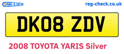 DK08ZDV are the vehicle registration plates.