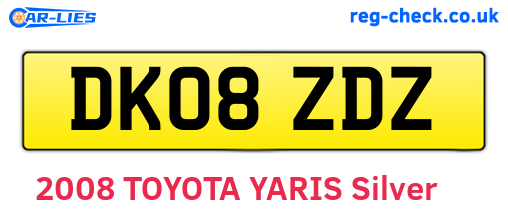 DK08ZDZ are the vehicle registration plates.