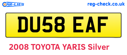 DU58EAF are the vehicle registration plates.