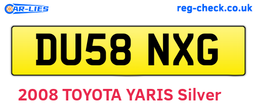 DU58NXG are the vehicle registration plates.
