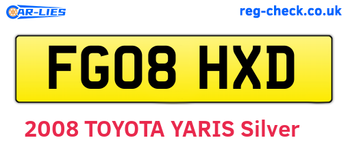 FG08HXD are the vehicle registration plates.