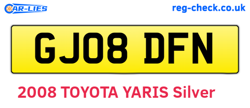 GJ08DFN are the vehicle registration plates.