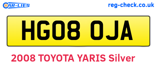 HG08OJA are the vehicle registration plates.