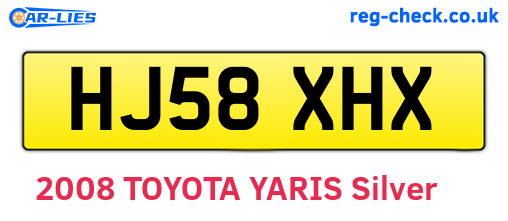 HJ58XHX are the vehicle registration plates.