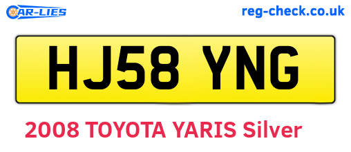 HJ58YNG are the vehicle registration plates.