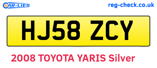 HJ58ZCY are the vehicle registration plates.
