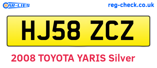 HJ58ZCZ are the vehicle registration plates.