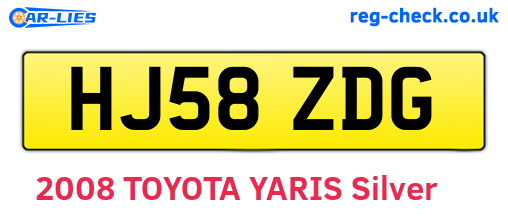 HJ58ZDG are the vehicle registration plates.