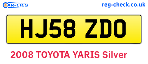 HJ58ZDO are the vehicle registration plates.