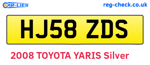 HJ58ZDS are the vehicle registration plates.