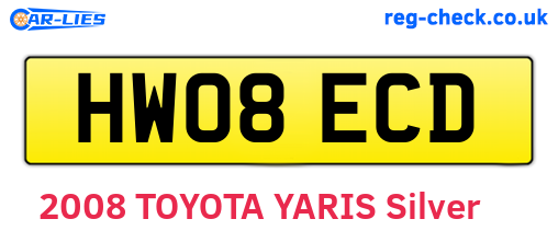 HW08ECD are the vehicle registration plates.