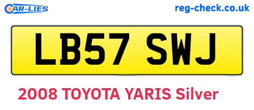 LB57SWJ are the vehicle registration plates.