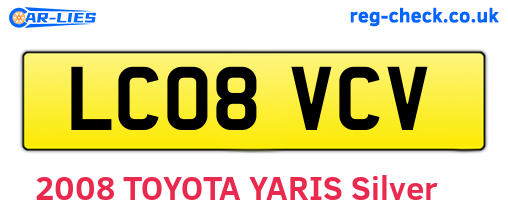 LC08VCV are the vehicle registration plates.