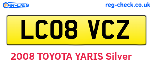 LC08VCZ are the vehicle registration plates.