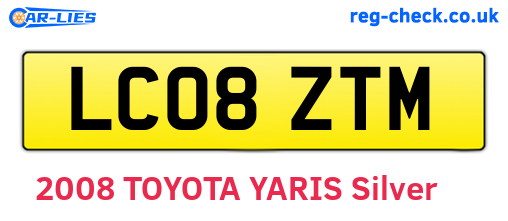 LC08ZTM are the vehicle registration plates.