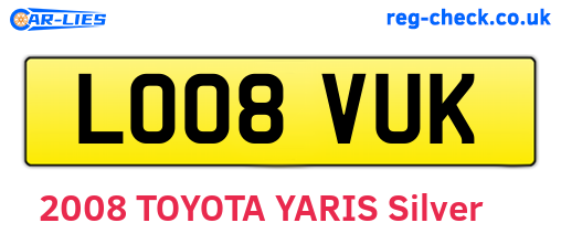 LO08VUK are the vehicle registration plates.