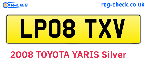 LP08TXV are the vehicle registration plates.