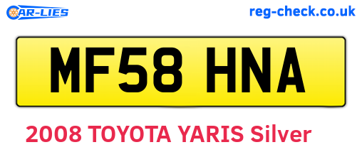 MF58HNA are the vehicle registration plates.