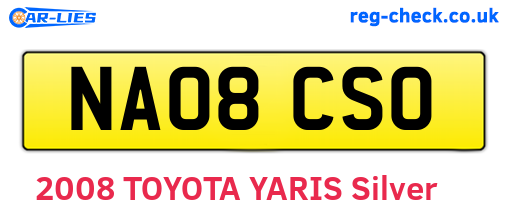 NA08CSO are the vehicle registration plates.