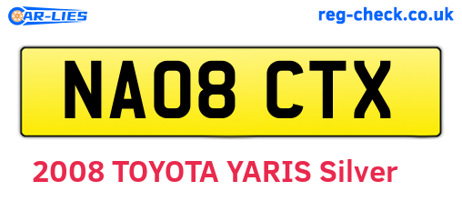 NA08CTX are the vehicle registration plates.