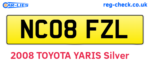 NC08FZL are the vehicle registration plates.