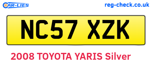 NC57XZK are the vehicle registration plates.